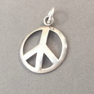 Sale! PEACE SIGN Domed .925 Sterling Silver High Polished Basic Charm Pendant Rounded Symbol SL87H