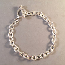 Load image into Gallery viewer, CHARM BRACELET Heavy Oval Toggle Clasp .925 Sterling Silver Starter 6 x 8 mm Thick Loop Link 7"- 9" CB07