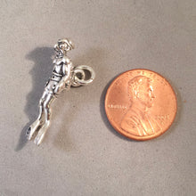 Load image into Gallery viewer, SCUBA DIVER .925 Sterling Silver 3-D Charm Pendant Diving Dive HA05