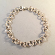 Load image into Gallery viewer, CHARM BRACELET .925 Sterling Silver Lobster Clasp 7.5" Starter Double Round Loop Link CB34