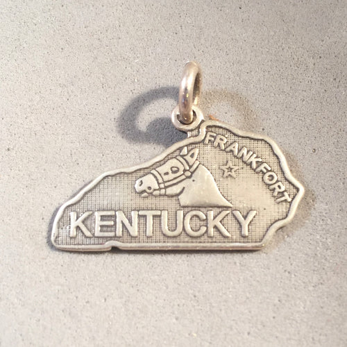 Sale! KENTUCKY MAP .925 Sterling Silver State Charm Travel Frankfort ST-KY