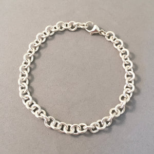 CHARM BRACELET Medium Tight Round Lobster Clasp .925 Sterling Silver Starter 5.5mm Loop Link 7"- 9" CB20