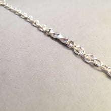Load image into Gallery viewer, CHARM BRACELET Twisted Bar Center .925 Sterling Silver Lobster Clasp Starter Oval Loop Link CB32