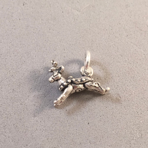 REINDEER Tiny .925 Sterling Silver 3-D Charm Pendant Christmas Rudolf CH09