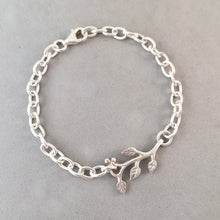 Load image into Gallery viewer, CHARM BRACELET Vine Center .925 Sterling Silver Lobster Clasp Starter Oval Loop Link CB31