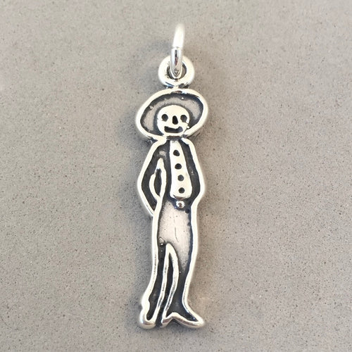 DIA DE LOS MUERTOS MAN .925 Sterling Silver Charm Pendant Mexico Day of the Dead FM01