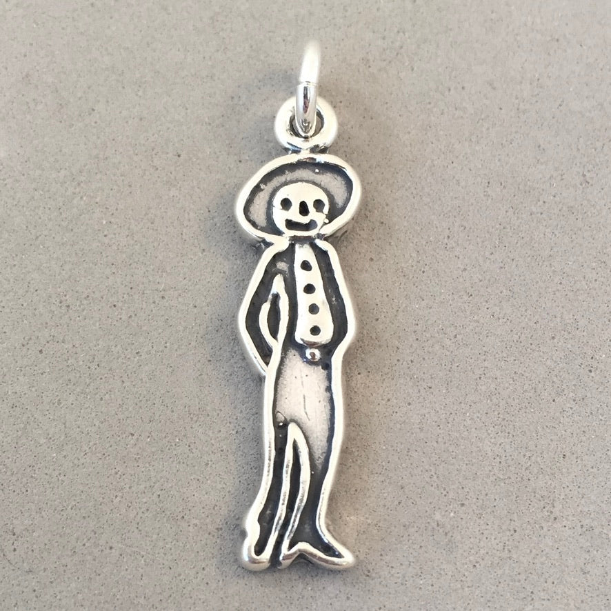 DIA DE LOS MUERTOS MAN .925 Sterling Silver Charm Pendant Mexico Day of the Dead FM01