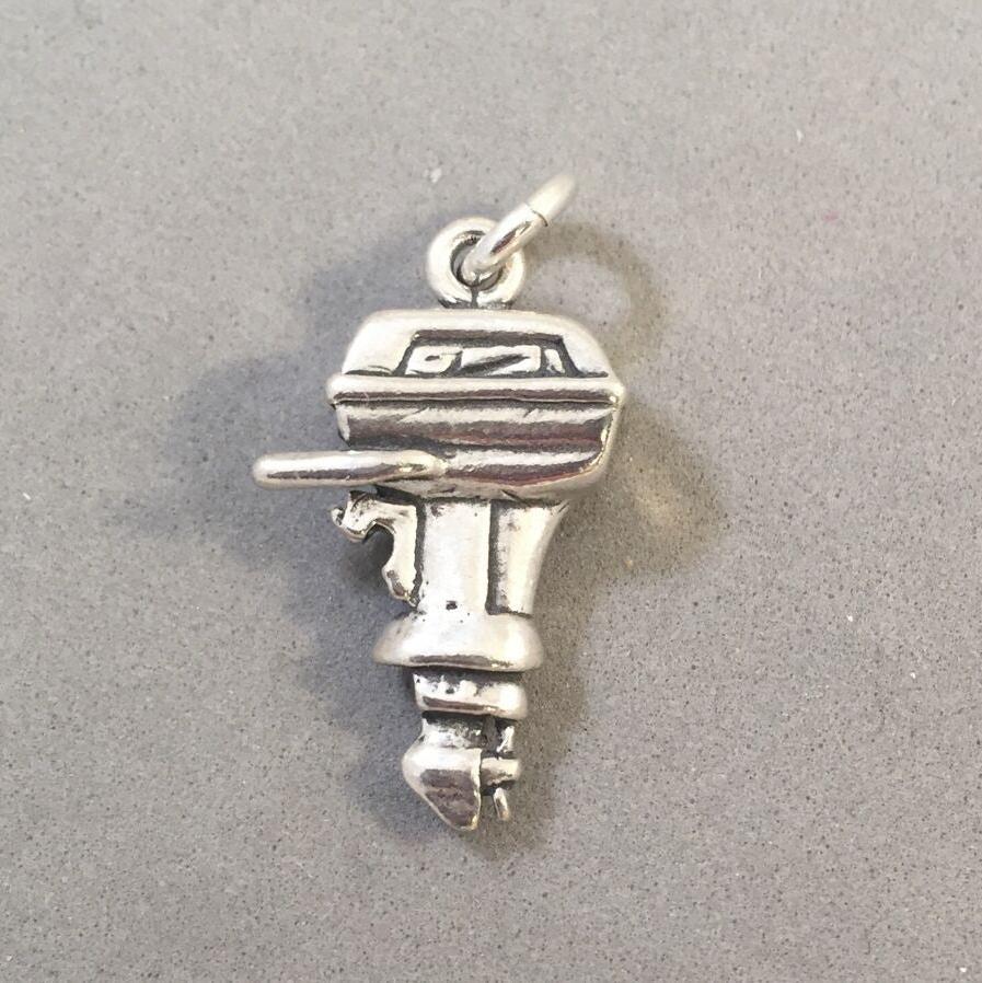 Sale! OUTBOARD MOTOR .925 Sterling Silver Charm Pendant Boat SL44S