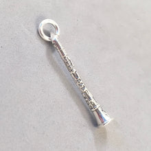 Load image into Gallery viewer, CLARINET .925 Sterling Silver 3-D Charm Pendant Music Jazz Band Orchestra Wind Instrument