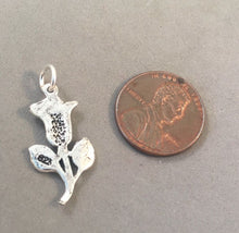 Load image into Gallery viewer, Sale! ROSE Detail Long Stem .925 Sterling Silver 3-D Charm Pendant Flower Garden SL70I