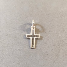 Load image into Gallery viewer, CROSS Tiny Cut Out .925 Sterling Silver Charm Pendant Thin Light Christian Faith Religion CE13