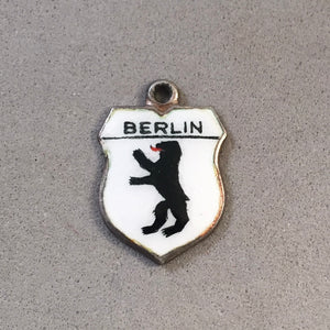 BERLIN Vintage Travel Shield Enamel Charm Pendant Europe Germany Munich VS-30