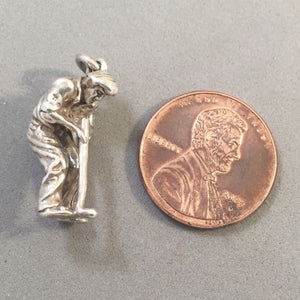 Sale! GOLFER Putting .925 Sterling Silver 3-D Charm Pendant SL78G