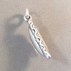 HOT DOG BRATWURST .925 Sterling Silver 3-D Charm Pendant Germany New York  OK03