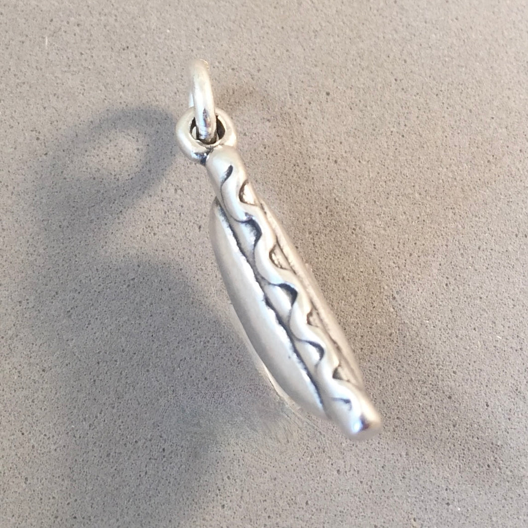 HOT DOG BRATWURST .925 Sterling Silver 3-D Charm Pendant Germany New York  OK03