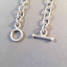 Load image into Gallery viewer, CHARM BRACELET Garnet Center .925 Sterling Silver Toggle Clasp 7" Starter Stone Oval Loop Link CB30