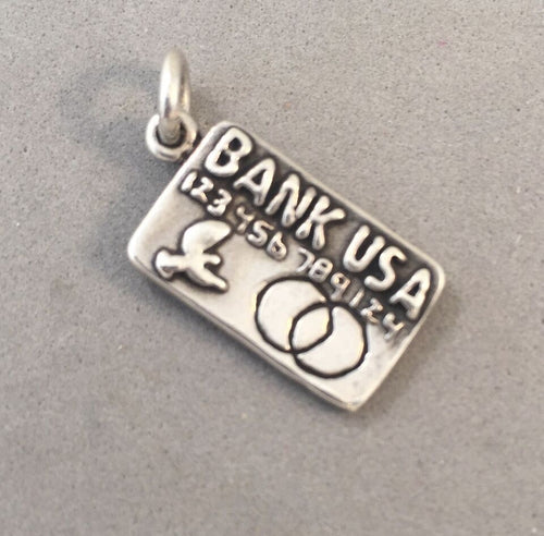 Sale! CREDIT CARD .925 Sterling Silver 3-D Charm Pendant Charge Bank Shopping SL37I