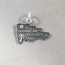 Load image into Gallery viewer, DOMINICAN REPUBLIC Palm Tree &amp; Sun MAP .925 Sterling Silver Charm Pendant Santo Domingo Punta Cana Country Souvenir TR23
