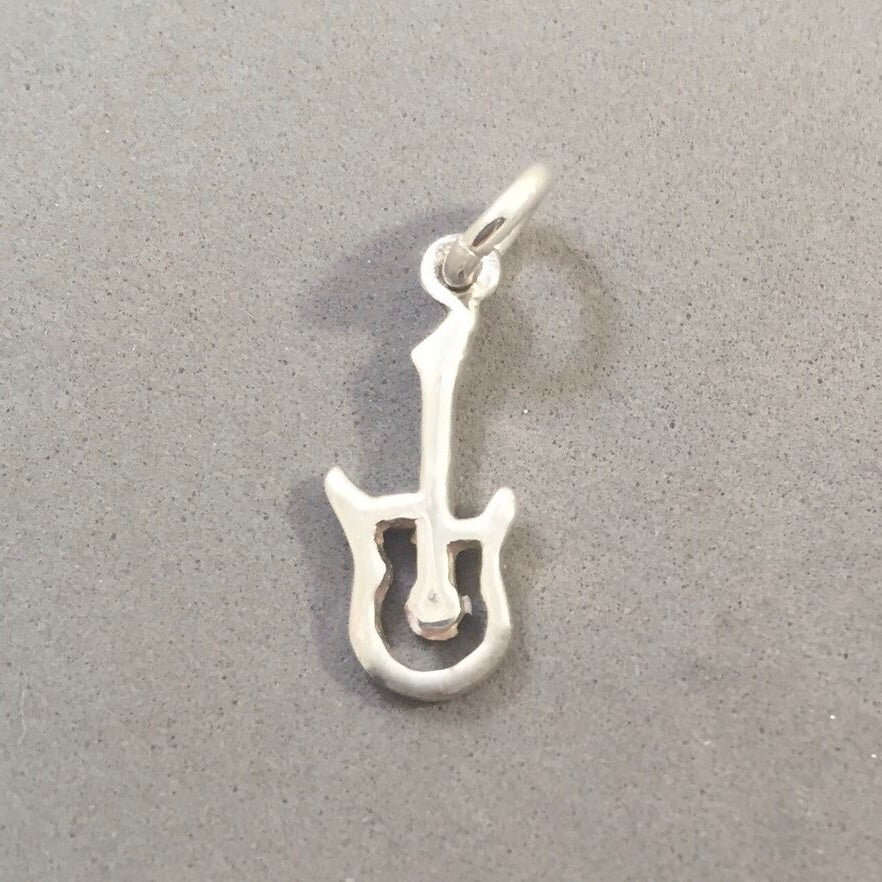 Sale! GUITAR OUTLINE .925 Sterling Silver Charm Pendant SL76F