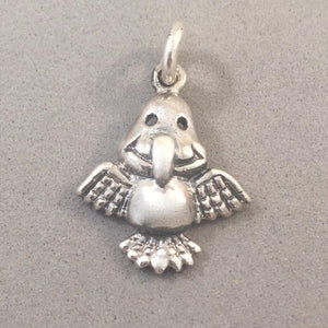 Sale! CARTOON BIRD .925 Sterling Silver Charm Pendant Bird Cute SL58J