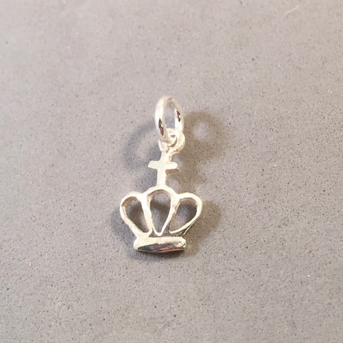 Sale! CROWN WiTH CROSS .925 Serling Silver Charm Pendant Queen King Princess Royalty SL14L