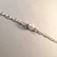 Load image into Gallery viewer, CHARM BRACELET Hammered Ball Center .925 Sterling Silver Lobster Clasp Starter Oval Loop Link CB33