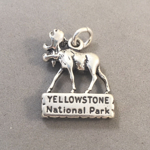 YELLOWSTONE MOOSE .925 3-D Sterling Silver Charm Pendant National Park Wyoming CC09