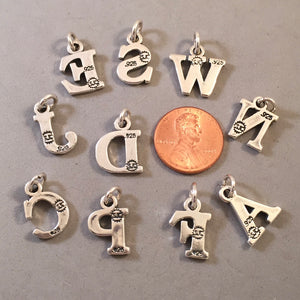 Sale! ALPHABET Thick .925 Sterling Silver Charm Pendant Letter Initial LT-L