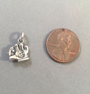 Sale! CATCHERS MITT .925 Sterling Silver Charm Pendant Baseball Softball Glove Player Sports SL29F