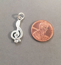 Load image into Gallery viewer, Sale! TREBLE CLEF Thick .925 Sterling Silver 3-D Charm Pendant Sheet Love Music Score Band Symbols SL76A