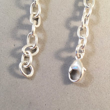 Load image into Gallery viewer, CHARM BRACELET Hammered Ball Center .925 Sterling Silver Lobster Clasp Starter Oval Loop Link CB33