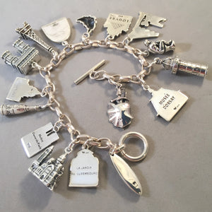 PARIS MEMORIES .925 Sterling Silver Travel Souvenir Charm Bracelet Eiffel Tower, Notre Dame, Arc de Triomph and More!