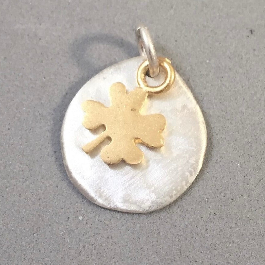 CLOVER Kevin-N-Anna 14K Gold Plated Dangle on Sterling Silver Charm Handmade Satin Finish KA21-C