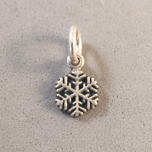 Sale! SNOWFLAKE Tiny Thick .925 Sterling Silver Charm Pendant Small Snow Christmas Winter SL20I