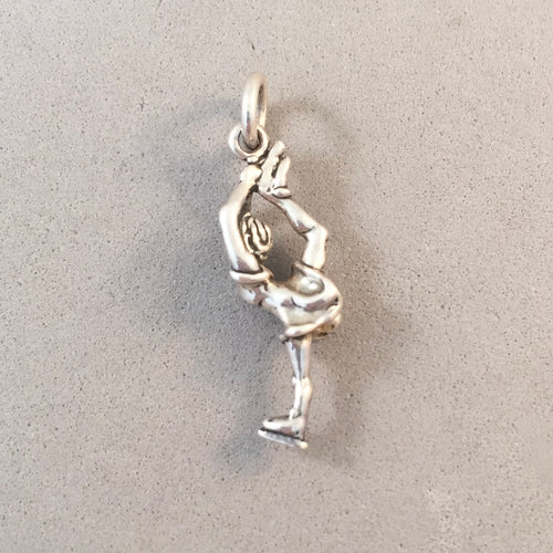 Sale! FIGURE SKATER SPINNING .925 Sterling Silver 3-D Charm Pendant Ice Dancer SL29N
