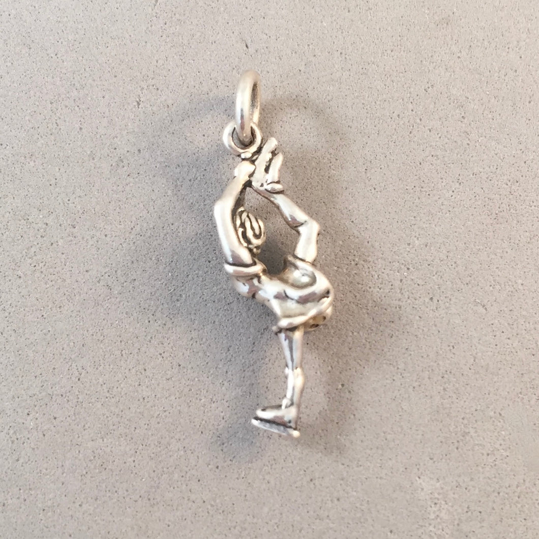 Sale! FIGURE SKATER SPINNING .925 Sterling Silver 3-D Charm Pendant Ice Dancer SL29N