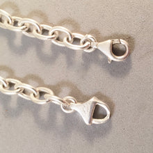 Load image into Gallery viewer, CHARM BRACELET Heavy Oval Lobster Clasp .925 Sterling Silver Starter 6 x 8 mm Thick Loop Link 7"- 9" CB08