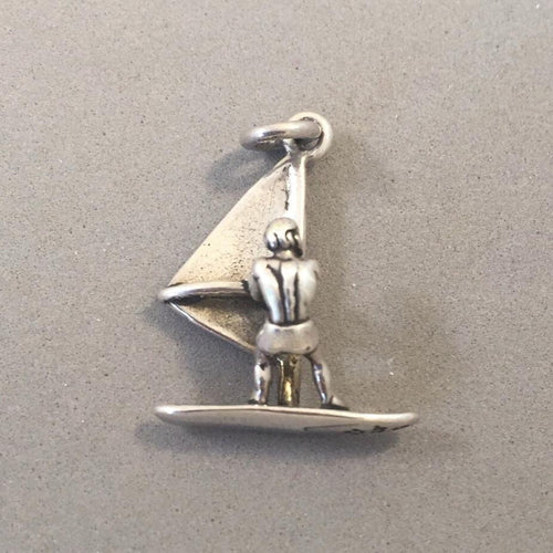 Sale! WIND SURFER .925 Sterling Silver 3-D Charm Pendant SL79N