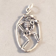 Load image into Gallery viewer, SKELETON PLAYING THE HORN .925 Sterling Silver Charm Pendant Dia de los Muertos FM08