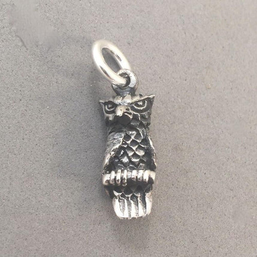 Sale! OWL 3-D .925 Sterling Silver Charm Pendant Bird Detailed Wise SL58D