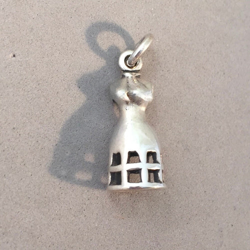 Sale! DRESS FORM .925 Sterling Silver Charm Pendant Seamstress Mannequin Fashion SL73J