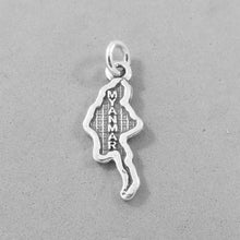 Load image into Gallery viewer, Sale! MYANMAR MAP .925 Sterling Silver Charm Pendant Country Burma Yangon Mandalay Bagan Asia Souvenir SL54J