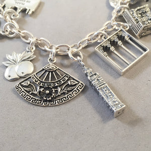 ANDALUSIA MEMORIES .925 Sterling Silver Travel Souvenir Charm Bracelet Seville, Granada, Cordoba, Ronda and More!