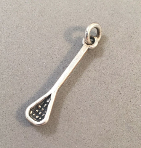 Sale! LACROSSE STICK .925 Sterling Silver 3-D Charm Pendant Equipment Field Box Intercross Player SL82L