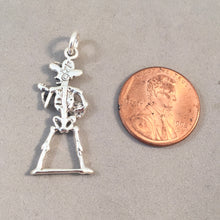 Load image into Gallery viewer, SKELETON PLAYING GUITAR .925 Sterling Silver Charm Pendant Dia de los Muertos FM07