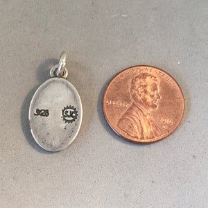 Sale! SKIER Oval .925 Sterling Silver Charm Pendant Winter Snow Sport SL79J