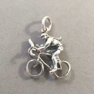Sale! CYCLIST .925 Sterling Silver 3-D Charm Pendant Bicycle Trail City Tour Bike Ten Speed Mountain Racing SL82D