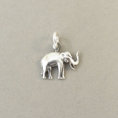 Sale! ELEPHANT Tall .925 Sterling Silver Charm Pendant Sitting Safari Asian African Animal Zoo SL57K