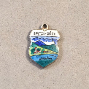 SPITZINGSEE Vintage Travel Shield Enamel Charm Pendant Europe Germany VS-20