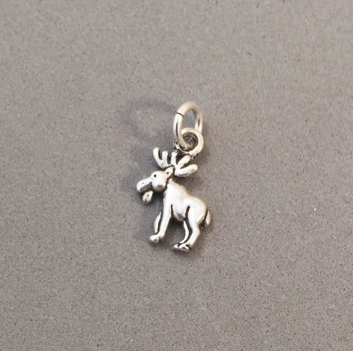 Sale! MOOSE TINY .925 Sterling Silver Charm Pendant Male Bull Moose SL04J